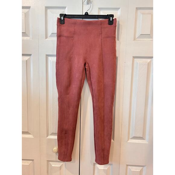 Spanx Faux Suede Leggings Rich Rose Size Large - Picture 2 of 7